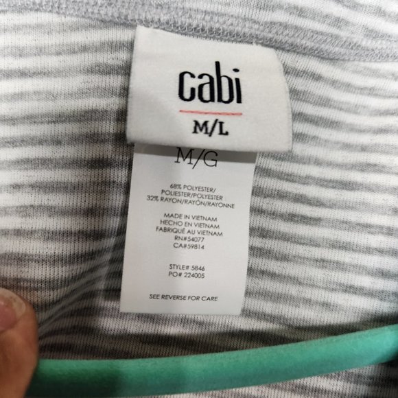 Cabi Women's Sweater Size M/L Gray White Open Front Circle Cardigan - Picture 8 of 15